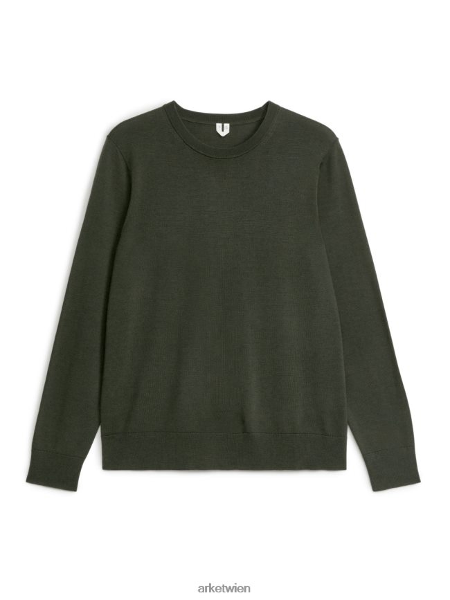 ARKET Feinstrickpullover aus Merinowolle dunkelgrün Männer 8RF08T1176 Kleidung