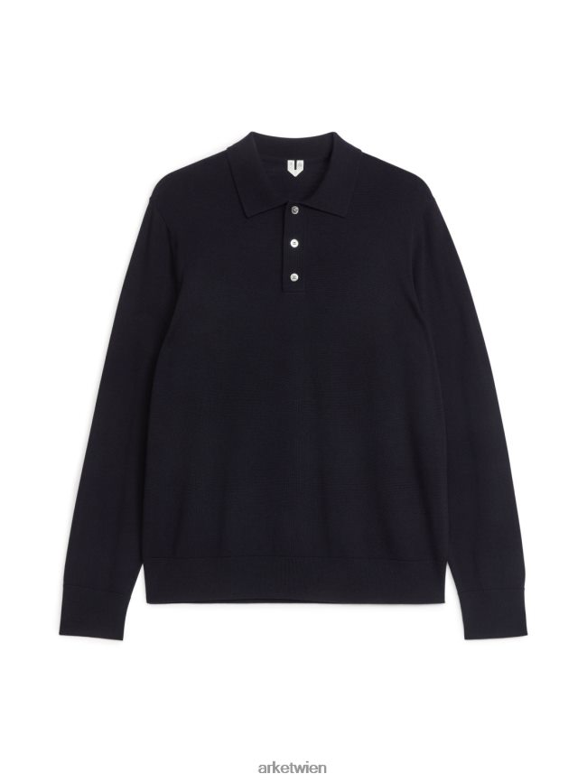 ARKET Merino-Polopullover Dunkelblau Männer 8RF08T1051 Kleidung
