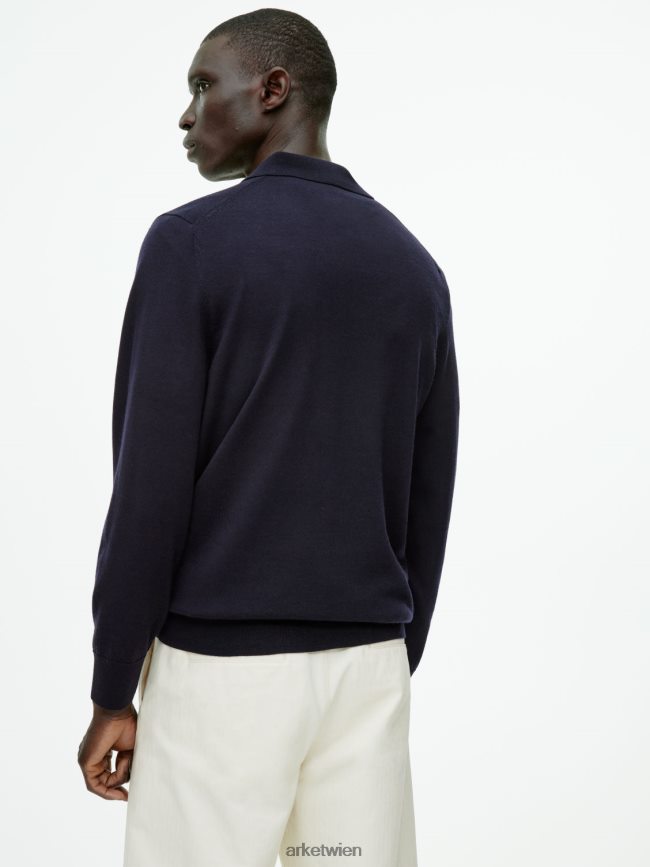 ARKET Merino-Polopullover Dunkelblau Männer 8RF08T1051 Kleidung