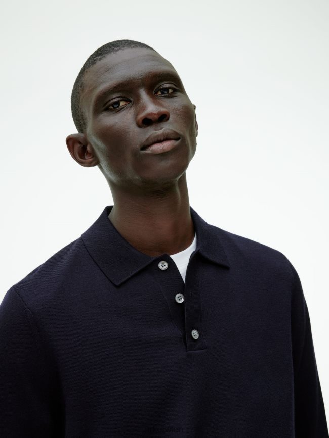 ARKET Merino-Polopullover Dunkelblau Männer 8RF08T1051 Kleidung