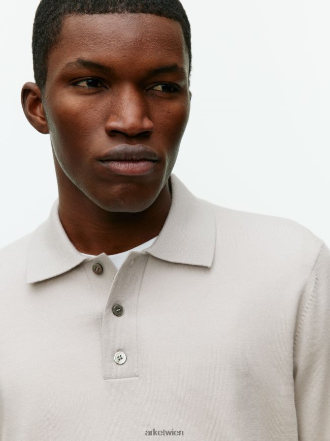 ARKET Merino-Polopullover leichter Maulwurf Männer 8RF08T1048 Kleidung