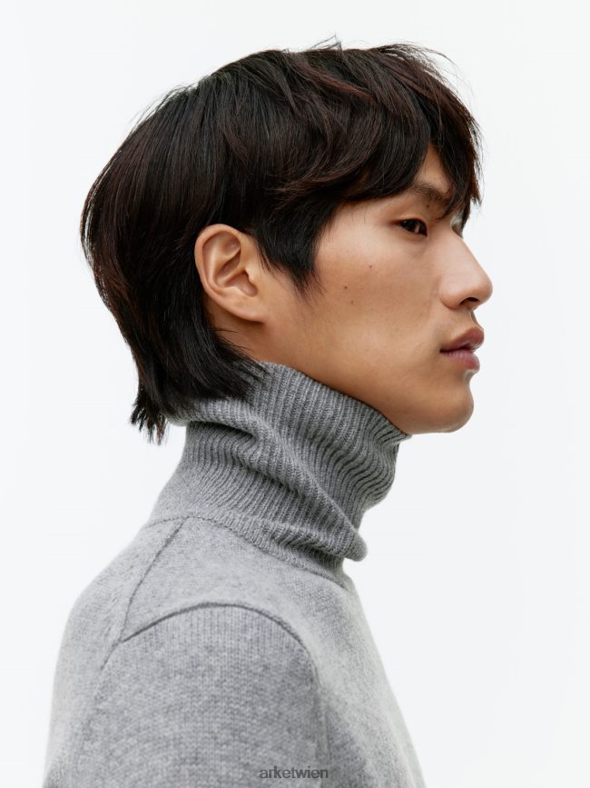 ARKET Rollkragenpullover aus Merinowolle grau Männer 8RF08T1194 Kleidung