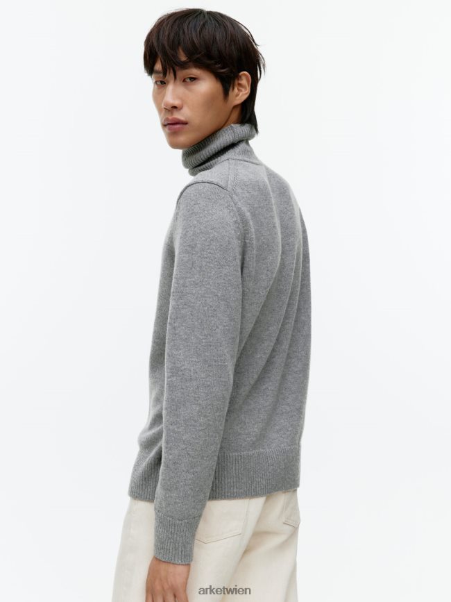 ARKET Rollkragenpullover aus Merinowolle grau Männer 8RF08T1194 Kleidung