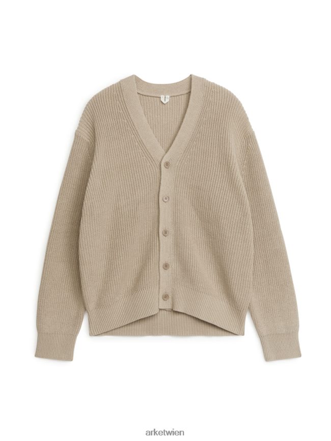 ARKET Strickjacke aus Baumwoll-Leinen-Strickjacke Beige Männer 8RF08T1173 Kleidung