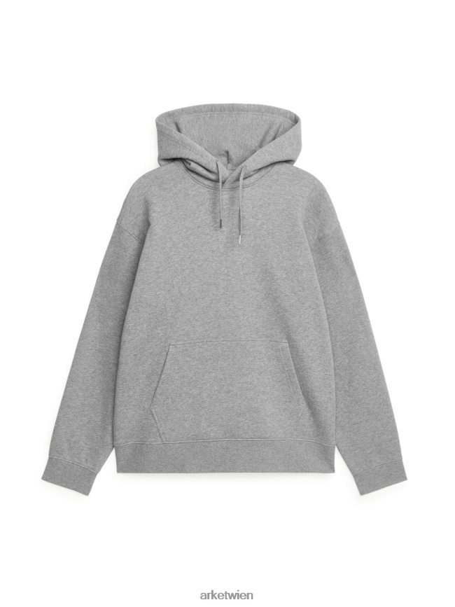 ARKET Lässiger Frottee-Hoodie graue Melange Männer 8RF08T921 Kleidung