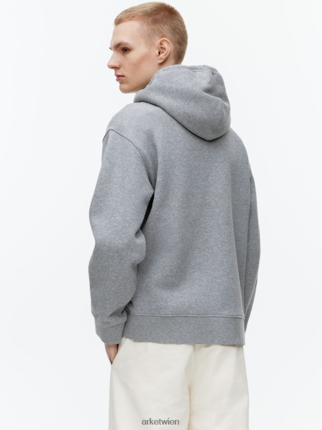 ARKET Lässiger Frottee-Hoodie graue Melange Männer 8RF08T921 Kleidung