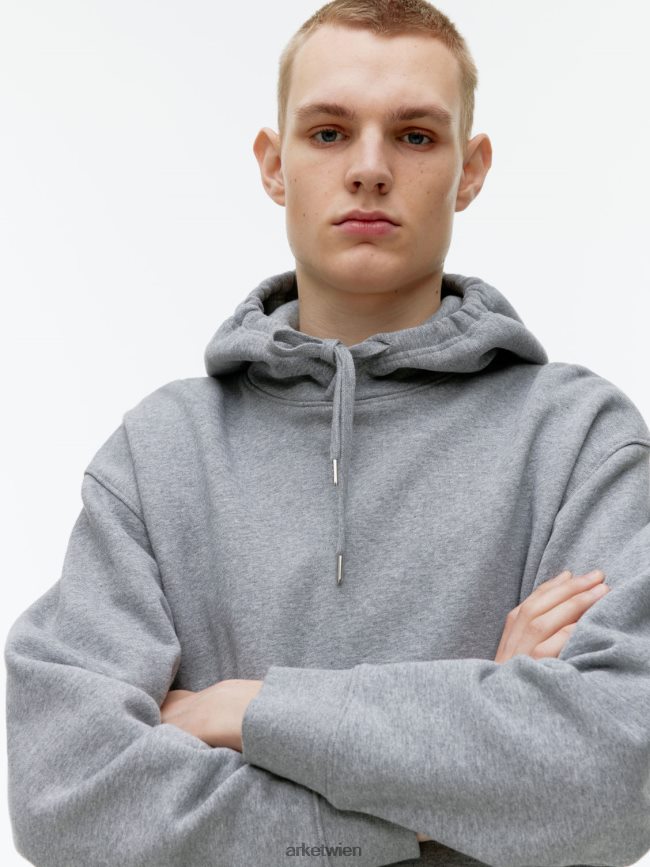 ARKET Lässiger Frottee-Hoodie graue Melange Männer 8RF08T921 Kleidung