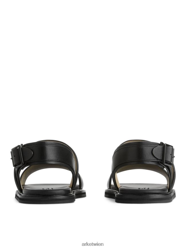 ARKET Ledersandalen mit Schnalle Schwarz Männer 8RF08T1271 Schuhwerk