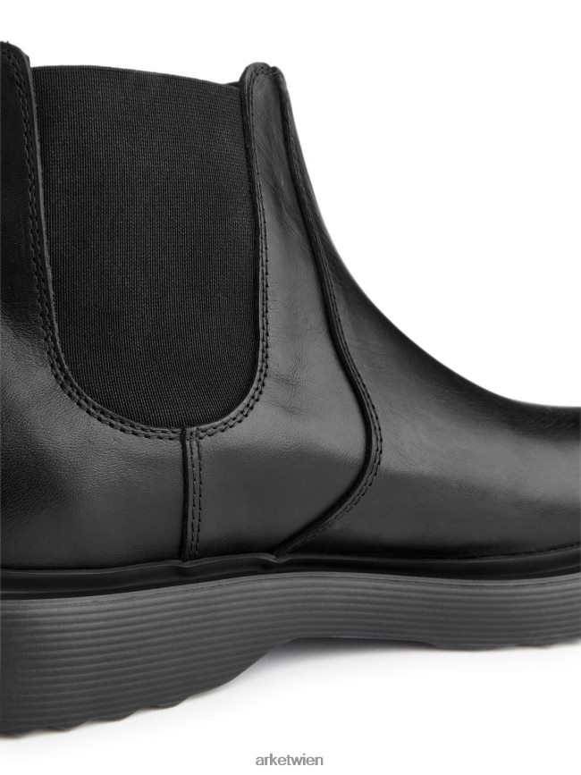 ARKET Lederstiefel Schwarz Männer 8RF08T1278 Schuhwerk
