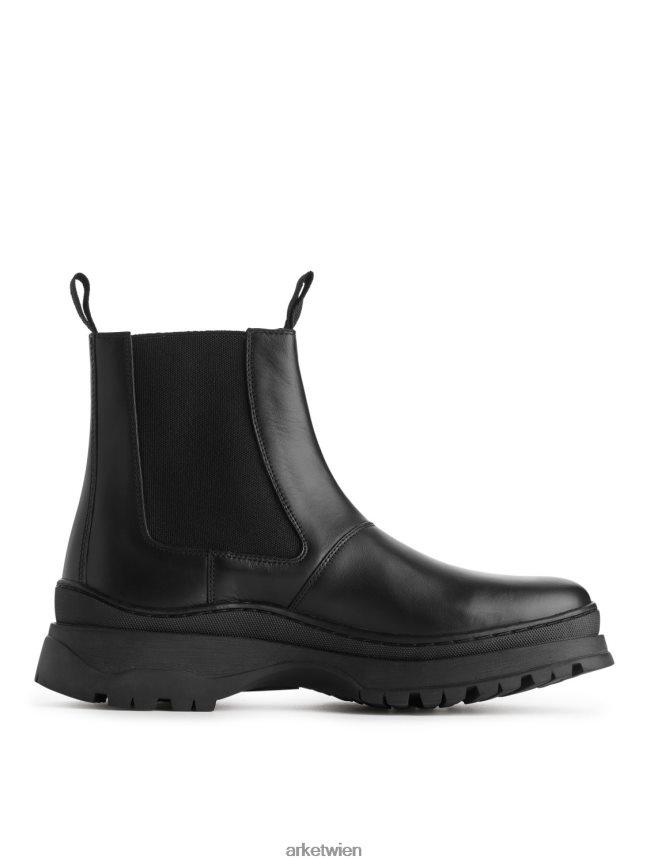 ARKET Lederstiefel mit klobiger Sohle Schwarz Männer 8RF08T1282 Schuhwerk