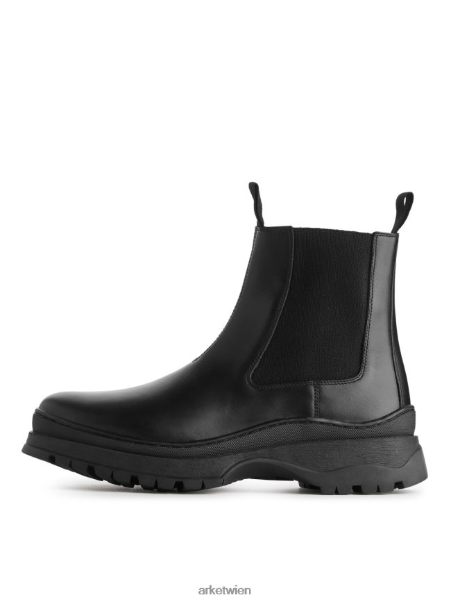 ARKET Lederstiefel mit klobiger Sohle Schwarz Männer 8RF08T1282 Schuhwerk