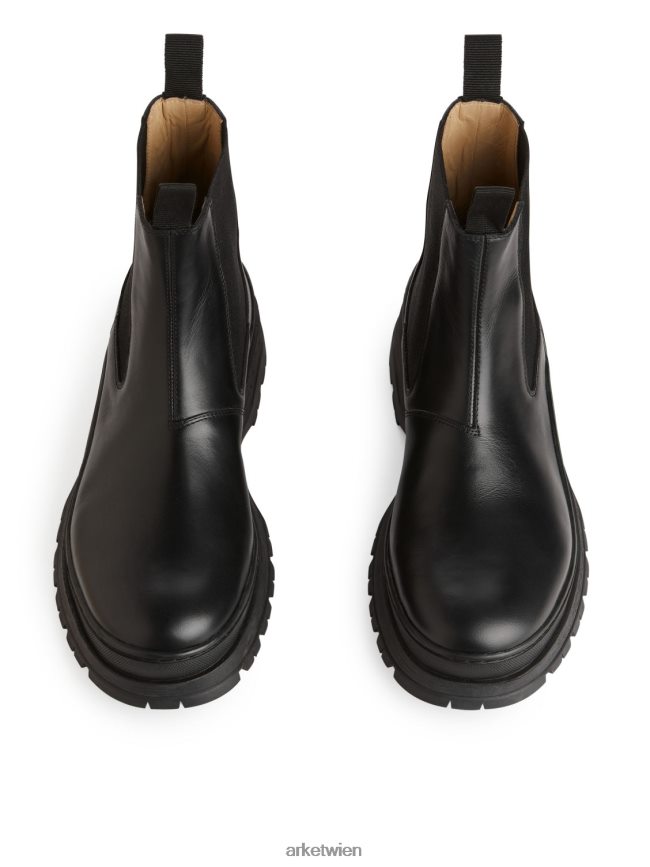ARKET Lederstiefel mit klobiger Sohle Schwarz Männer 8RF08T1282 Schuhwerk