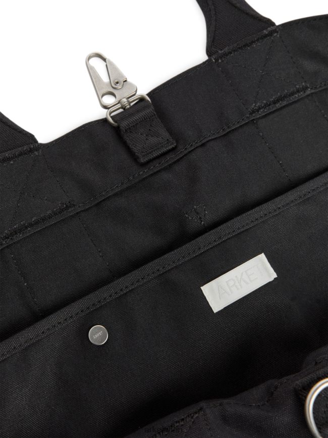 ARKET Canvas-Einkaufstasche mit mehreren Taschen Schwarz unisex 8RF08T749 Taschen