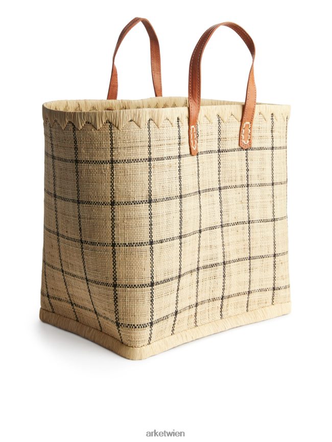 ARKET Eine große Basttasche von World of Craft beige/schwarz unisex 8RF08T651 Taschen