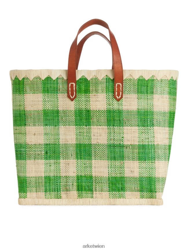 ARKET Eine große Basttasche von World of Craft grün/beige unisex 8RF08T630 Taschen