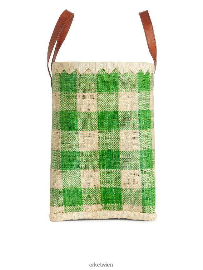 ARKET Eine große Basttasche von World of Craft grün/beige unisex 8RF08T630 Taschen