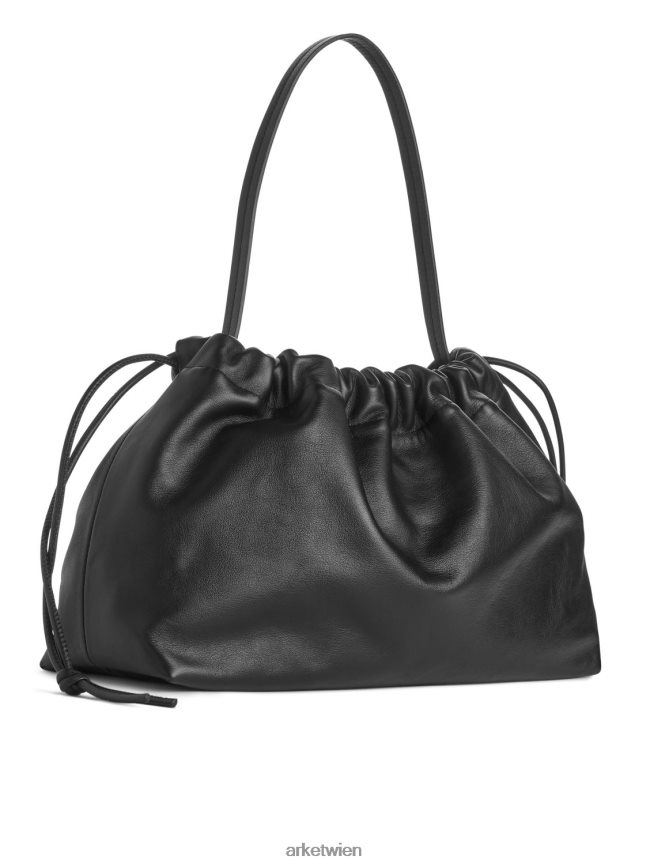 ARKET Geraffte Ledertasche Schwarz unisex 8RF08T769 Taschen