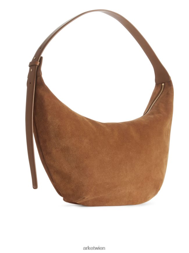 ARKET Geschwungene Wildledertasche Karamellbraun unisex 8RF08T763 Taschen