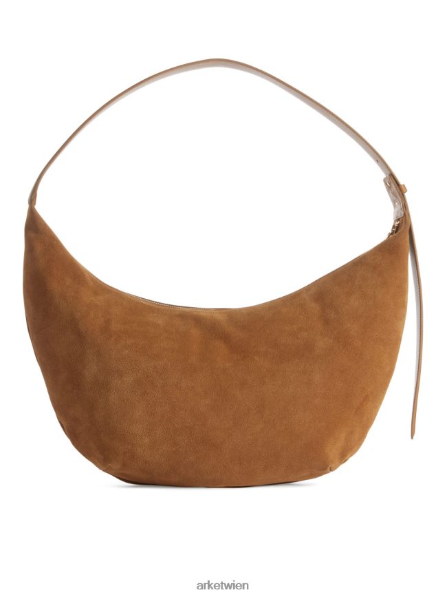 ARKET Geschwungene Wildledertasche Karamellbraun unisex 8RF08T763 Taschen