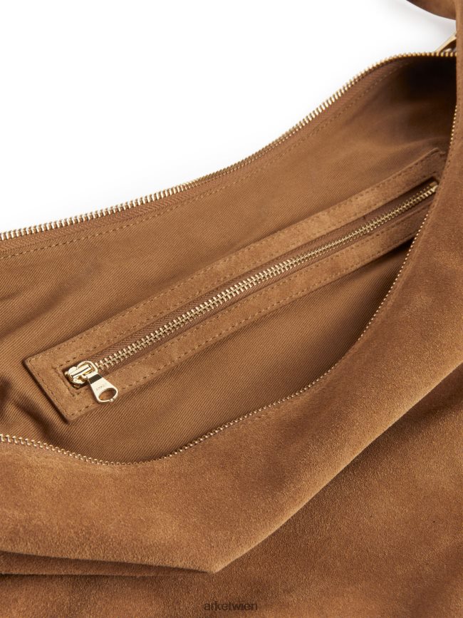 ARKET Geschwungene Wildledertasche Karamellbraun unisex 8RF08T763 Taschen