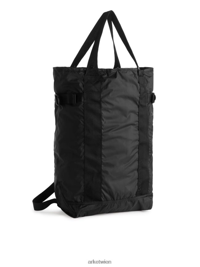 ARKET Packbarer 2-Wege-Rucksack Schwarz unisex 8RF08T1289 Taschen